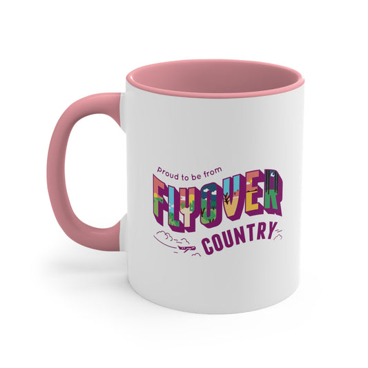 Mug - Flyover Country Blush/White Coffee Mug, 11oz