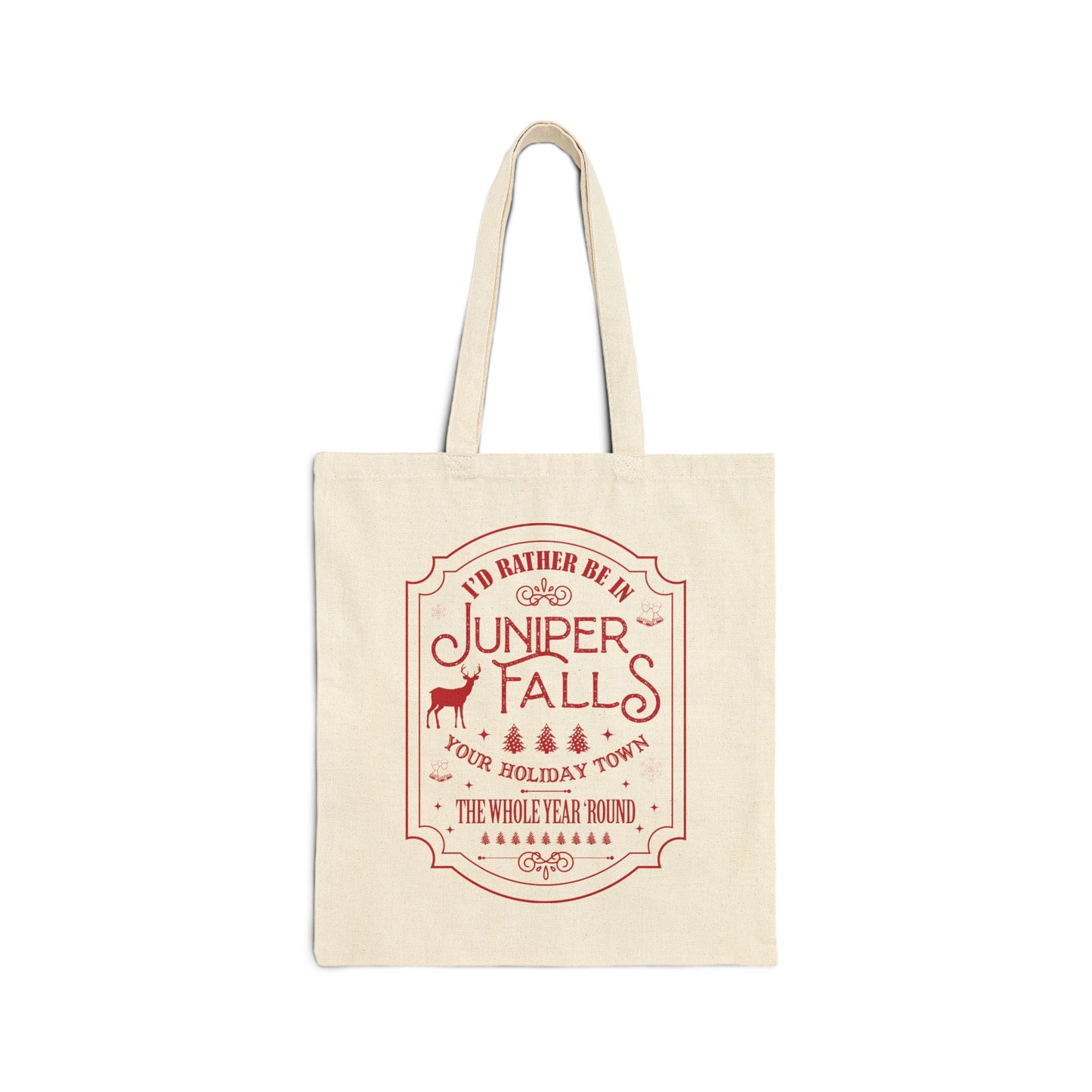 Festive Juniper Falls Cotton Canvas Book Tote Bag