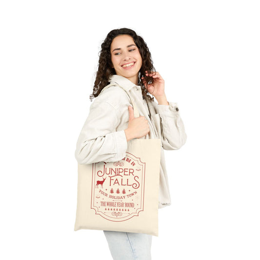 Festive Juniper Falls Cotton Canvas Book Tote Bag